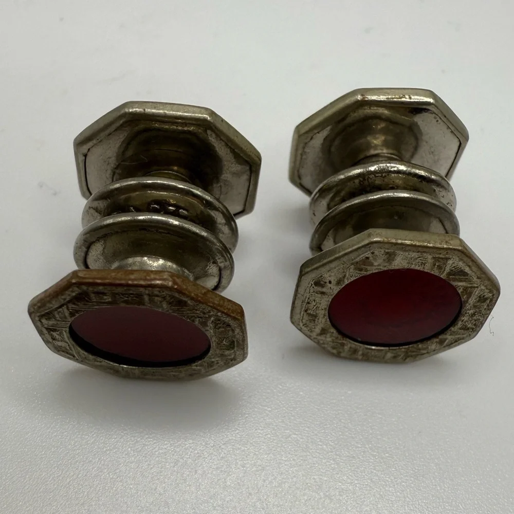 Vintage Art Deco Red Guilloché Enamel Cufflinks